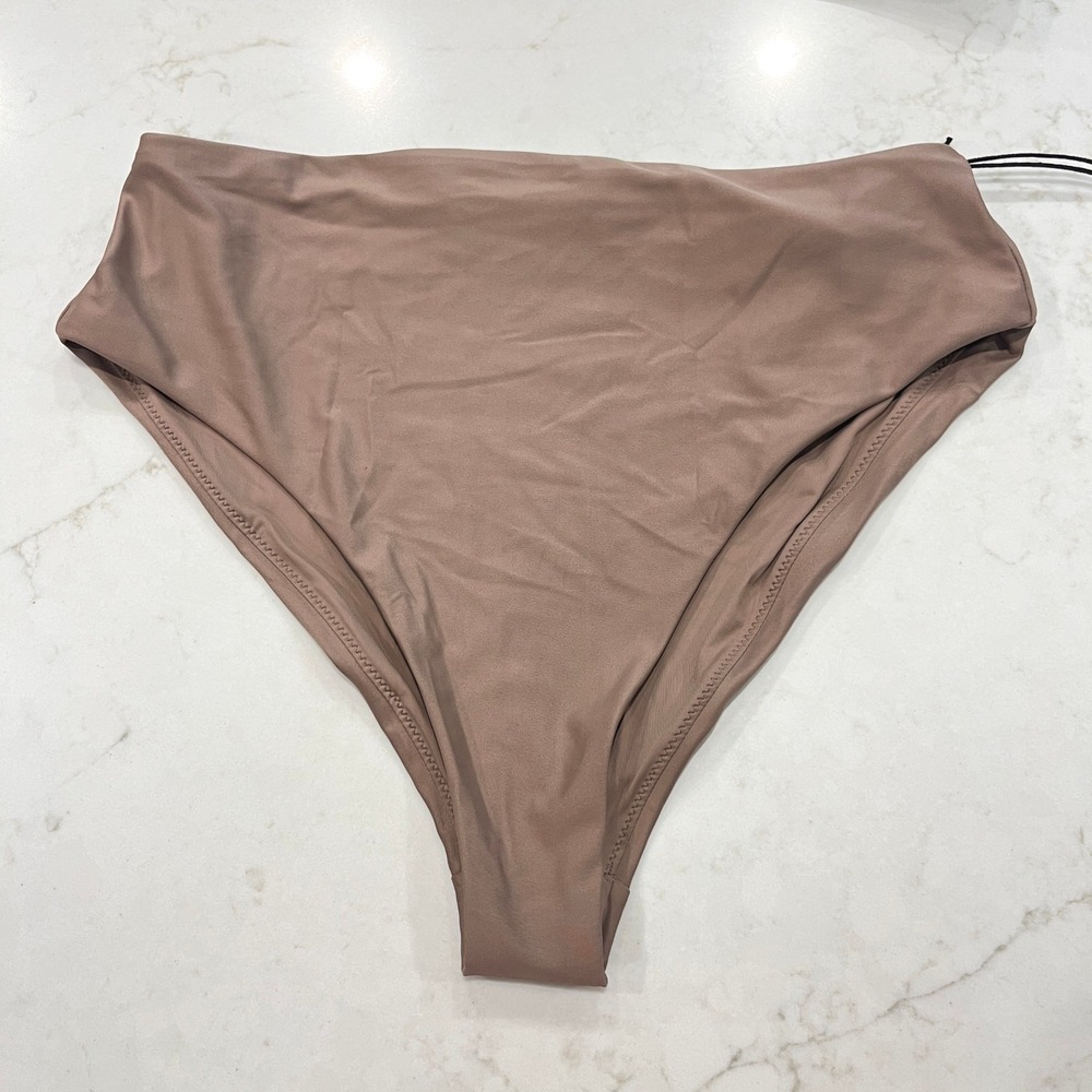 Prana NEW Bikini Set High Neck Top High Rise Bottom Womens M‎ Blue Tan Athletic - Picture 4 of 13